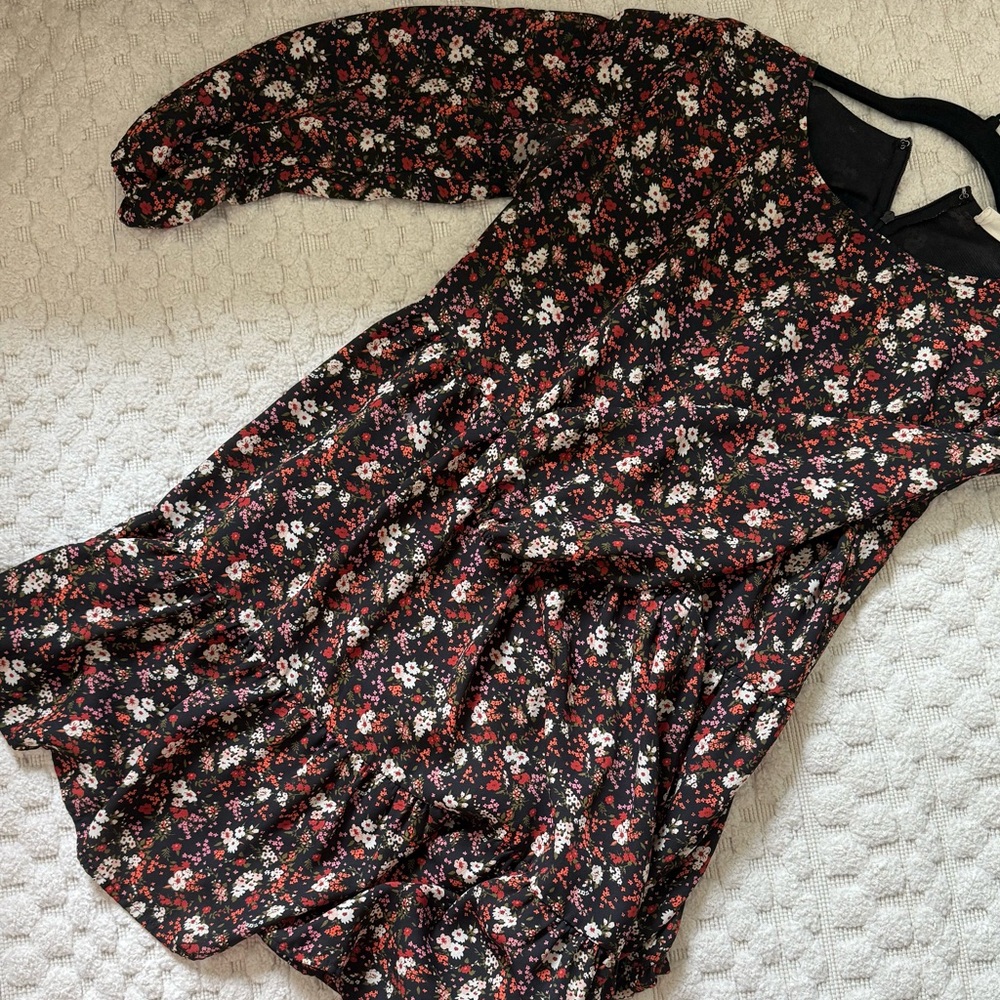 Altar'd State Black Floral Tiered Dress